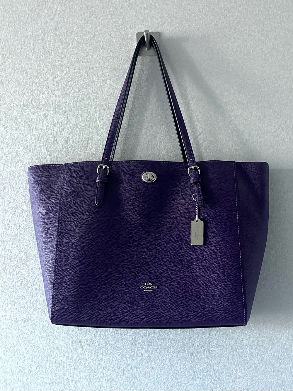 Coach Purple Leather Tote Bag